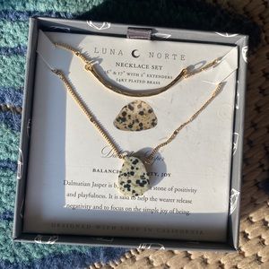 Luna Norte Dalmatian Jasper necklace representing balance, positivity, and joy